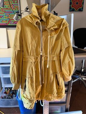 Cop.Copine Mustard Yellow Utility Parka with Drawcord Waist